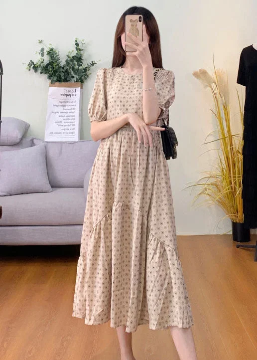 Buy More, Save More stylish dressstylish dressChic Khaki Puff Sleeve Patchwork Print Cotton Dresses Buy More, Save More stylish dressstylish dressChic Khaki Puff Sleeve Patchwork Print Cotton Dresses