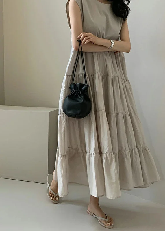 Price Buster chic dresschic dressSolid Color Sleeveless V-neck Pleated Layered Lace Up Daily Casual Maxi Dress Apricot Price Buster chic dresschic dressSolid Color Sleeveless V-neck Pleated Layered Lace Up Daily Casual Maxi Dress Apricot