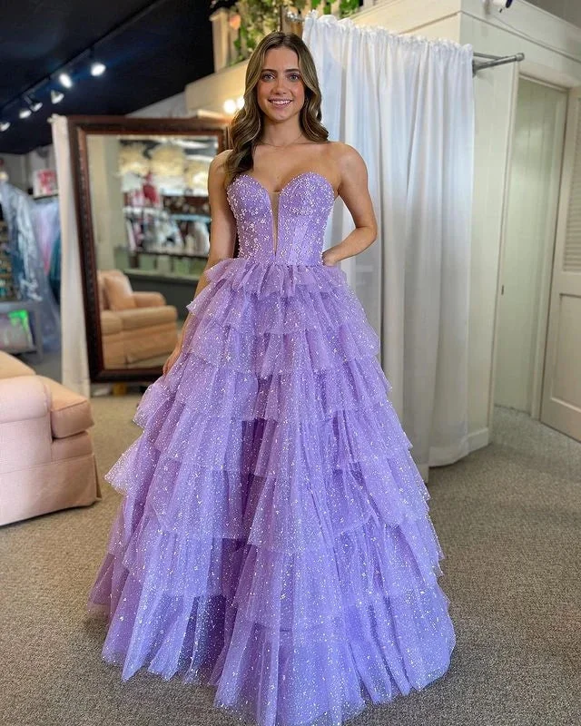 Markdown Madness sleeveless dresssleeveless dressShiny Strapless V Neck Layered Purple Tulle Long Prom Dresses, Long Purple Formal Graduation Evening Dresses SP2950 Markdown Madness sleeveless dresssleeveless dressShiny Strapless V Neck Layered Purple Tulle Long Prom Dresses, Long Purple Formal Graduation Evening Dresses SP2950