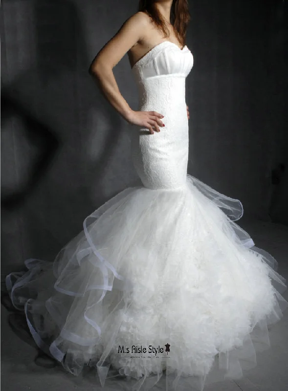 Steals and Deals satin dresssatin dressMermaid Wedding Dress with Handmade Florals Skirt