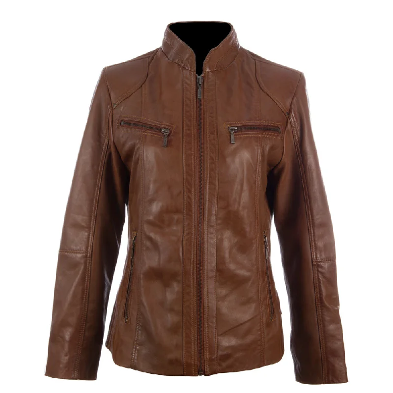 Price Reduction long-sleeve coatOBFQ Women's Biker Jacket - Timber