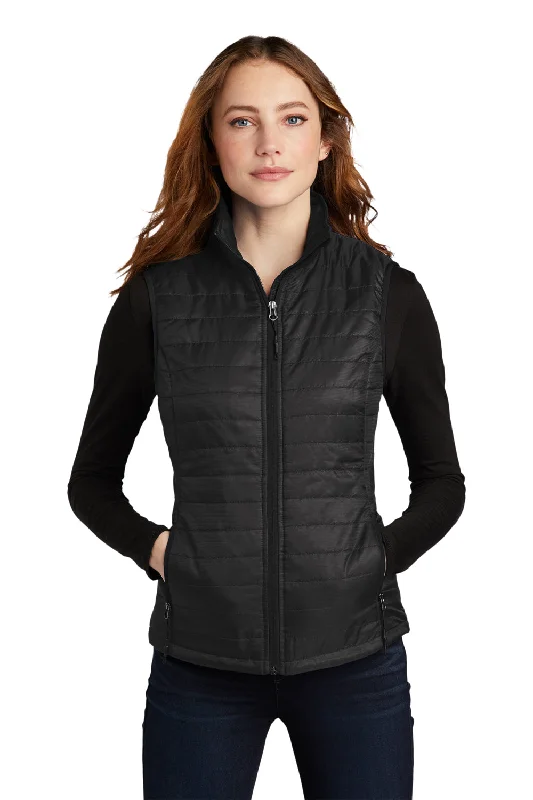 fashionable outerwearPort Authority Womens Water Resistant Packable Puffy Full Zip Vest - Deep Black