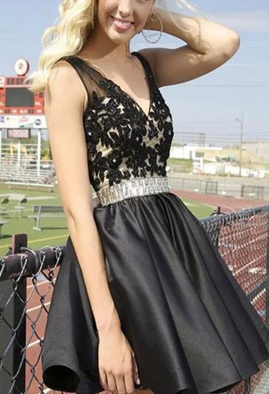 Best Bargains casual midi dresscasual midi dressKnee Length V-neckline Black Homecoming Dress