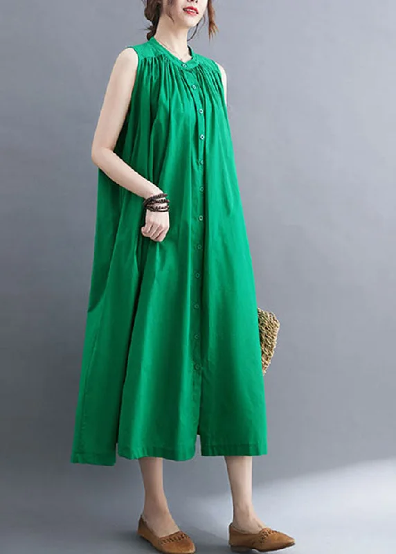 Unmissable Offer summer dresssummer dressGreen Cotton A Line Dress O-Neck Oversized Summer