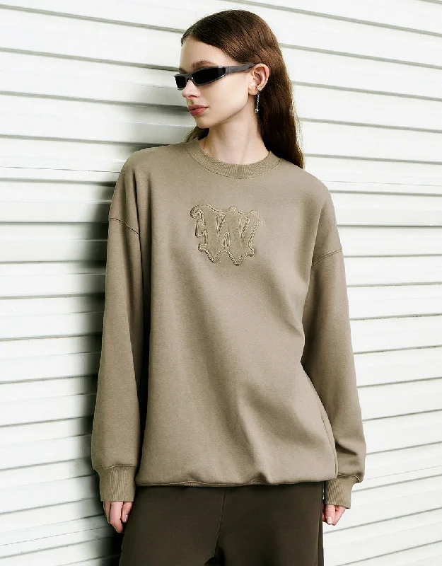 Deal of the Day Letter Embossed Crew Neck Loose Sweatshirt