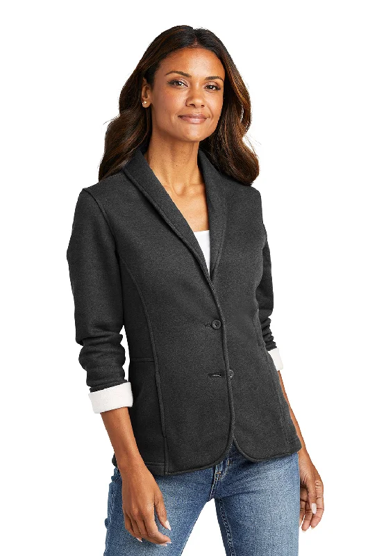 cozy fleece coatPort Authority Womens Button Down Fleece Blazer - Heather Dark Charcoal Grey - Closeout