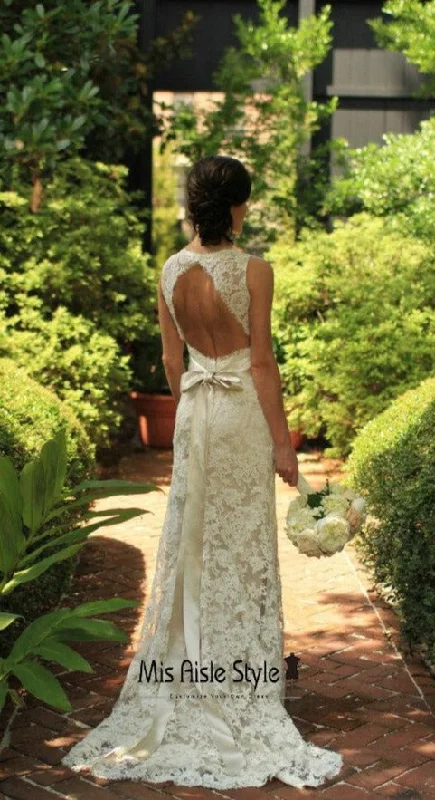 Limited Availability chic shift dresschic shift dressKeyhole Back Champagne Lace Wedding Dress