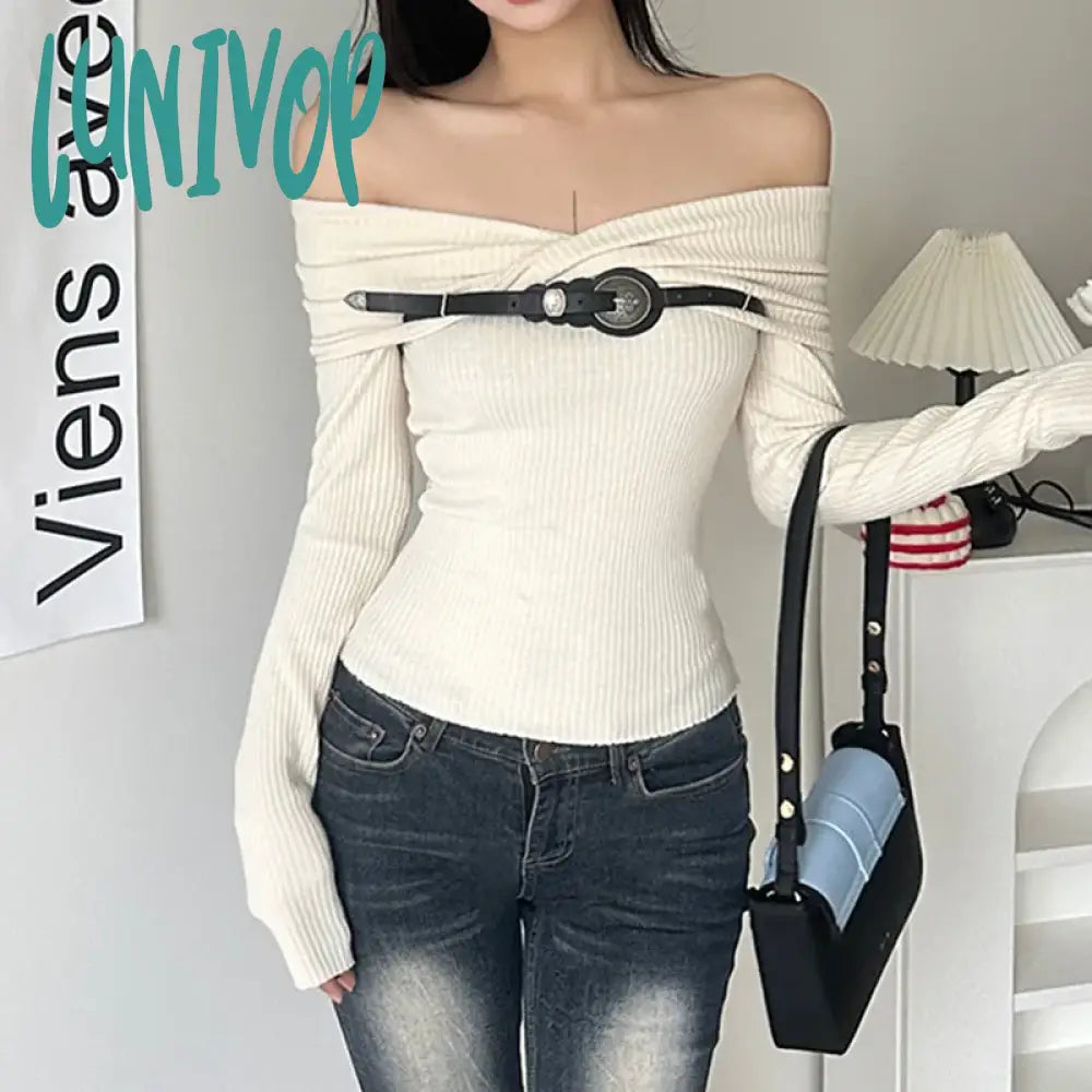 Weekend Flash Sale Lunivop Apricot Pullover Knitted Sweater Harajuku 90s Aesthetic Long Sleeve Jumper Sweaters Korean Y2k 2000s Vintage Clothes 2023