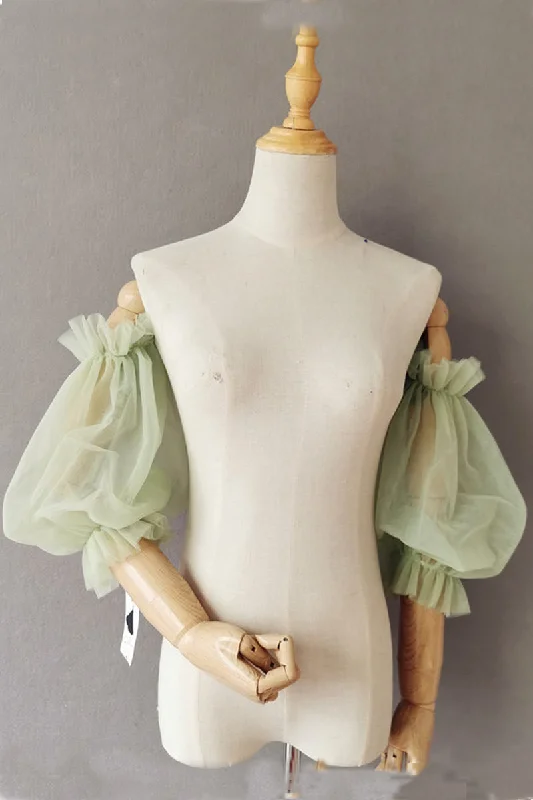 Friends and Family Sale tiered dresstiered dressAvocado Green wedding Accessories Summer Sun Protection Sleeve Soft yarn ruffled puffy sleeve Lantern sleeve all matching sleeves  648016981269