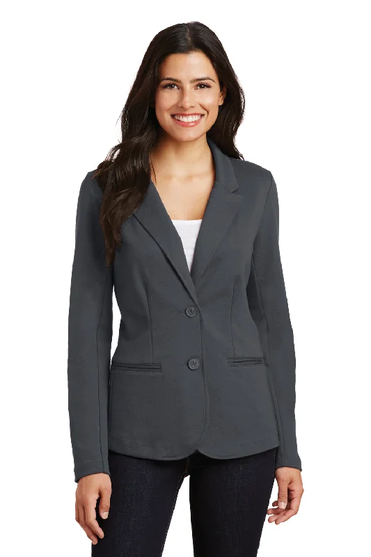 Special Discount minimalist jacketPort Authority Womens Knit Button Down Blazer - Battleship Grey