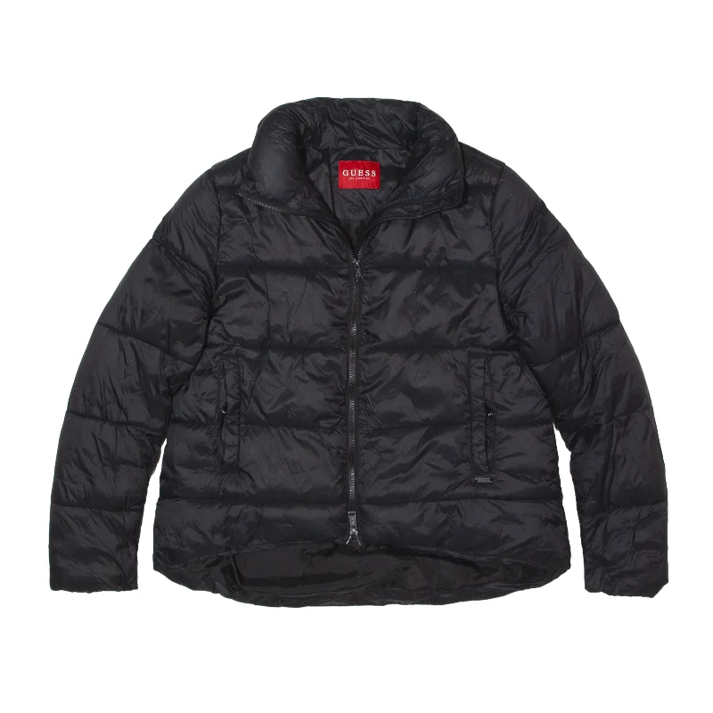 Deal Dash trendy bomber coatGUESS Puffer Jacket Black Nylon Womens UK 8