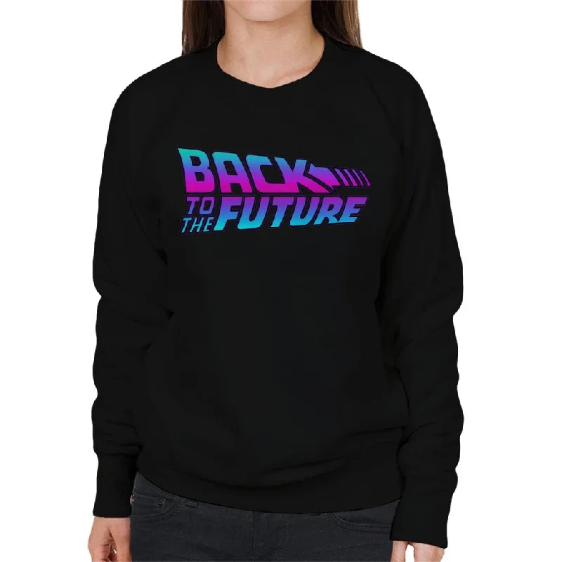 performance hoodie for gymBack to the Future Pink And Blue Gradient Logo Women's Sweatshirt