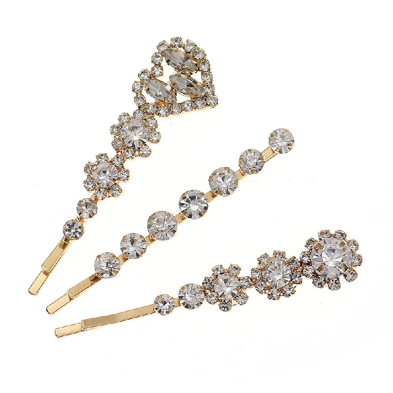 Discount Deals silk dresssilk dressHot fashion sweet diamond hair clip one word clip metal hair clip 656932865216