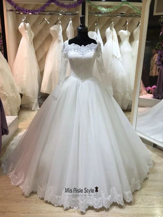 Discount Deals flowy evening dressflowy evening dressBall Gown Long Sleeve Lace Wedding Dress