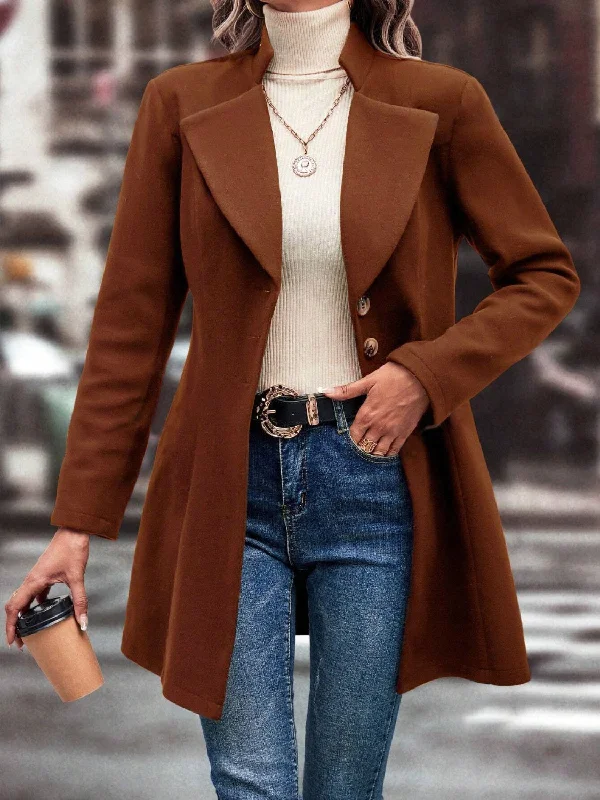 Extra Discounts Collared Neck Long Sleeve Longline Coat