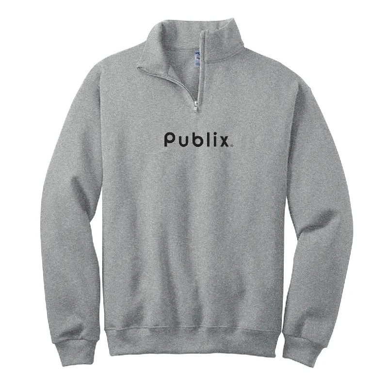 Now or Never comfortable coatCadet Collar Fleece Sweatshirt - Oxford Grey