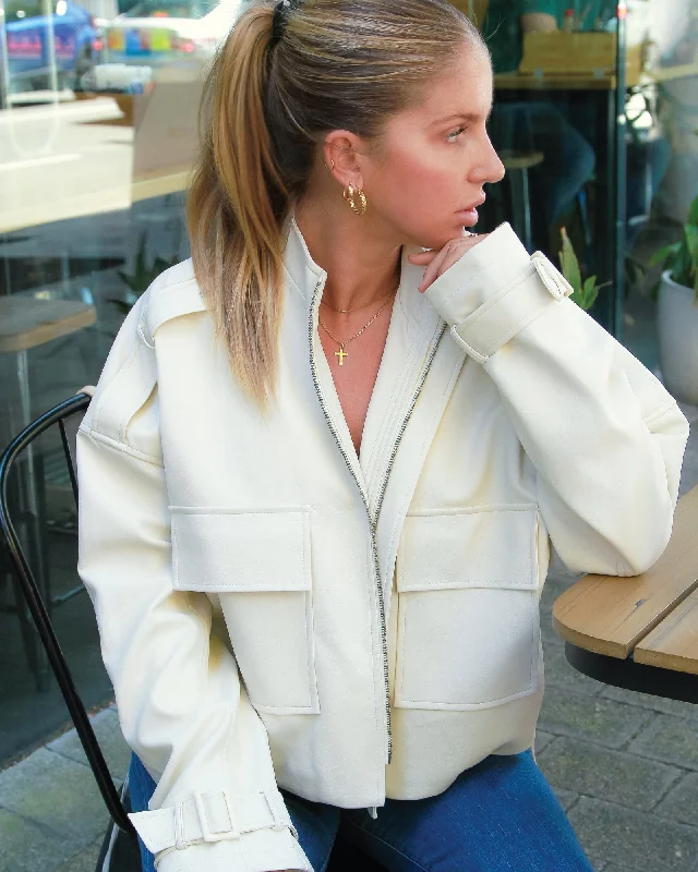 Today’s Special winter coatReload Draped Leather Look Jacket - Cream