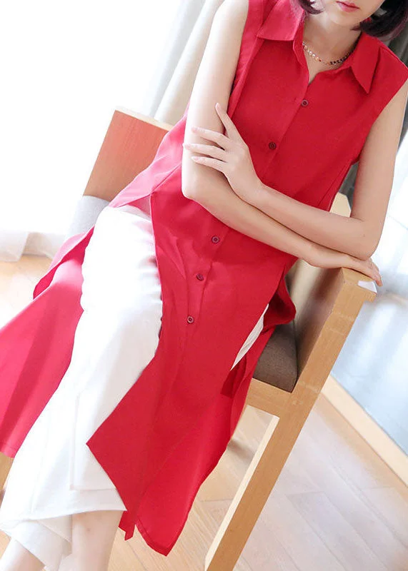 Exclusive Offers draped dressdraped dressPlus Size Red Peter Pan Collar Side Open Chiffon Long Shirts Sleeveless Exclusive Offers draped dressdraped dressPlus Size Red Peter Pan Collar Side Open Chiffon Long Shirts Sleeveless