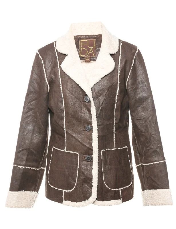 Amazing Deals minimalist jacketSingle Breasted Shearling Lining Coat - M