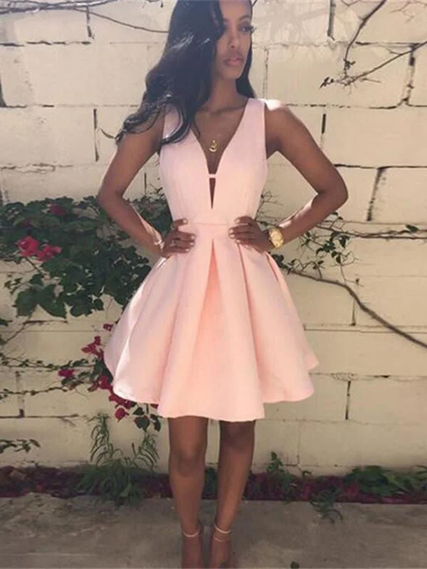 Mega Sale high-waisted dresshigh-waisted dressCustom Made V Neck Pink Short Prom Dresses, Pink V Neck Homecoming Dresses, Formal Dresses