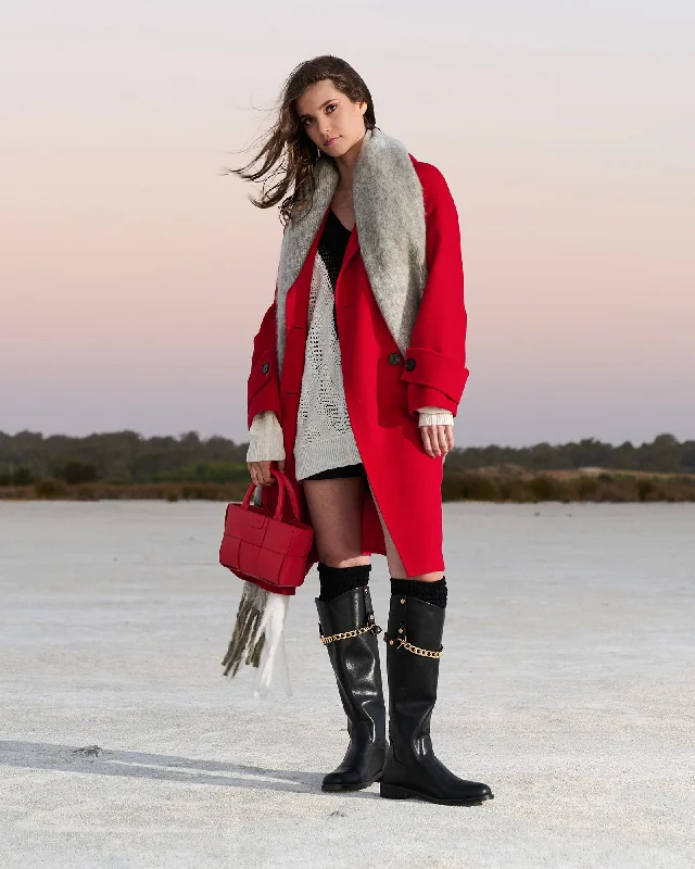 Flash Sale insulated jacketRumour Has It Oversized Wool Blend Coat - Red