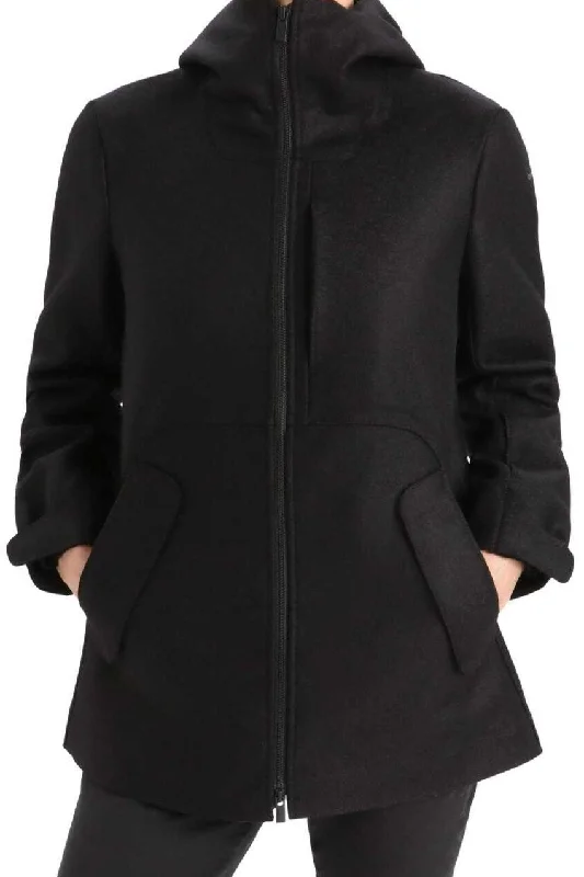 Buy More, Save More Womens Felted Merino Hooded Jacket - Black