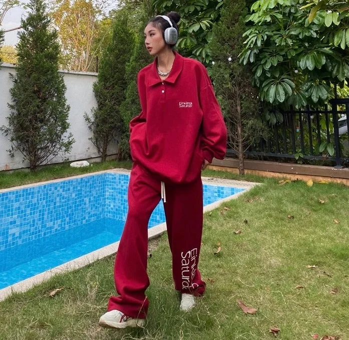 YEAR-End Sale EINKLANG SATURDAY Solid Color Sweatshirt Sweatpants Matching Set