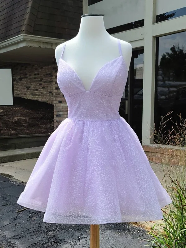 Limited Time Discount high-waisted dresshigh-waisted dressShiny V Neck Lilac Short Prom Homecoming Dresses, Purple Formal Dresses, Lavender Evening Dresses SP2073