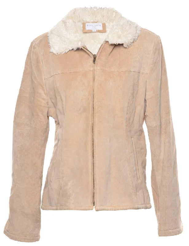 Take Advantage sleek and warm coatLight Brown Shearling Suede Jacket - L