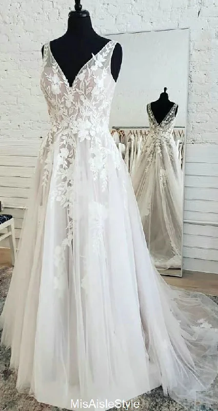 Special Discount summer dresssummer dressA line V-neckline French Lace Boho Wedding Dress