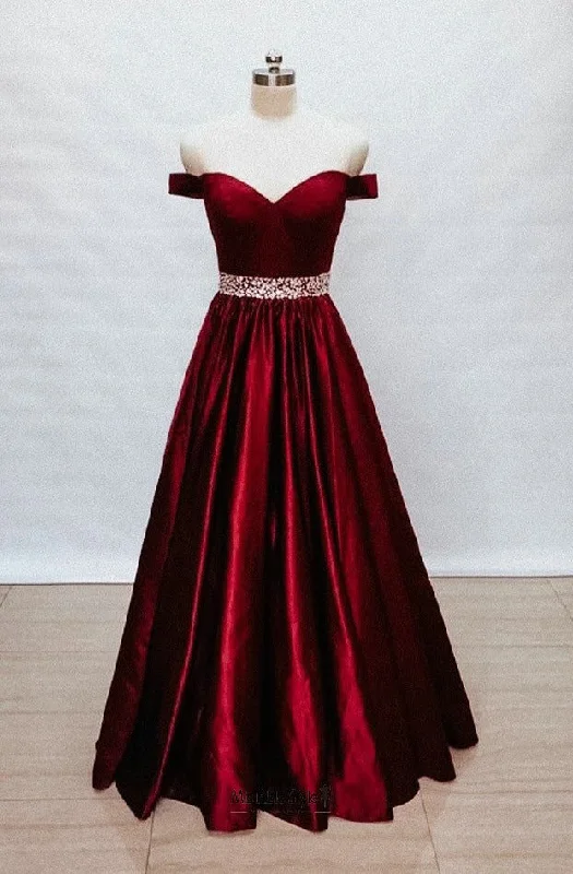 Weekend Special layered dresslayered dressBall Gown Off Shoulder Sleeves Burgundy Prom Dress