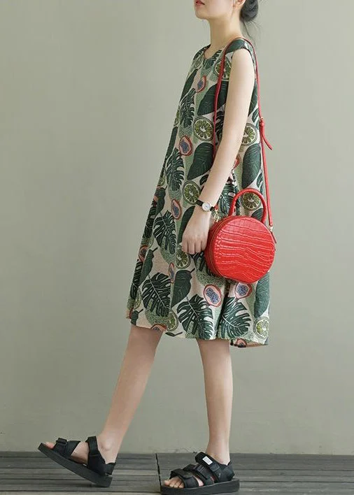 Incredible Offers classic fit-and-flare dressclassic fit-and-flare dressBeautiful Green O-Neck Print Bow Cotton A Line Dress Sleeveless