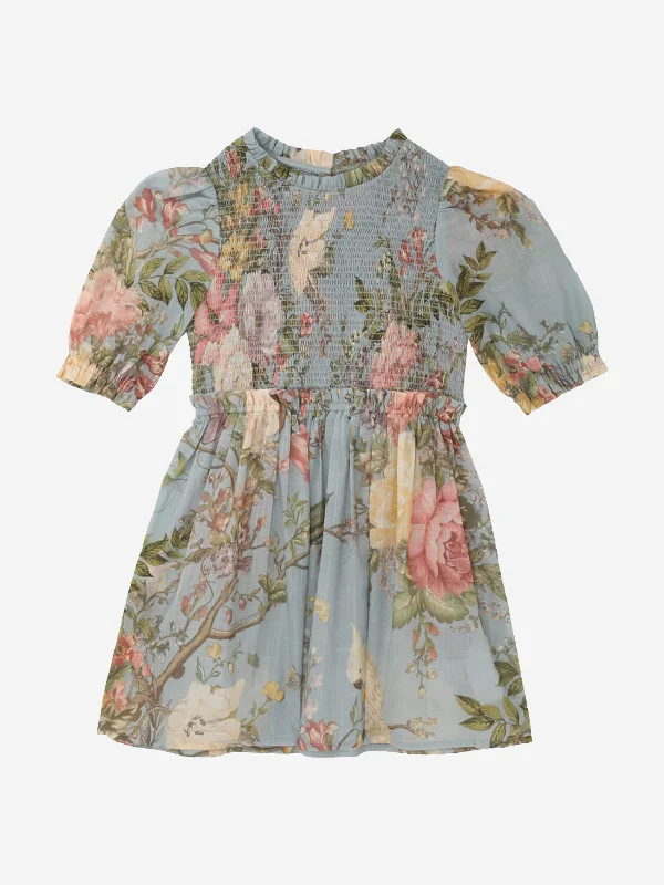 oversized dressZimmermann Girls Floral Waverly Puff Sleeve Dress in Blue