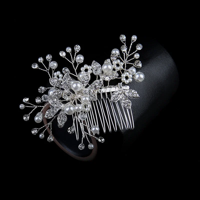 Unbeatable Prices lace-up dresslace-up dressWhite hand alloy pin-comb Crystal tiara Bridal hair Comb Pearl tiara  628757223737