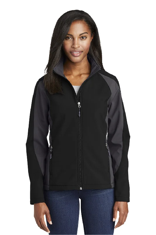 retro coatSport-Tek Womens Water Resistant Full Zip Jacket - Black/Iron Grey - Closeout