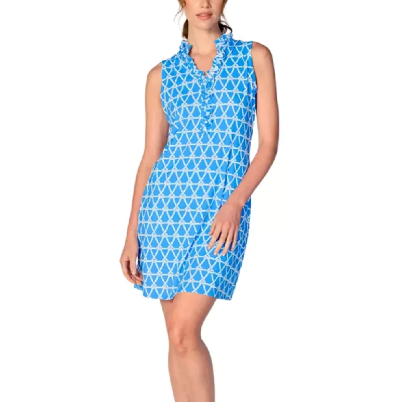 Super Savings chic shift dresschic shift dressG-Lifestyle Sleeveless Double Ruffle Sun Dress - Nautical Bright Peri