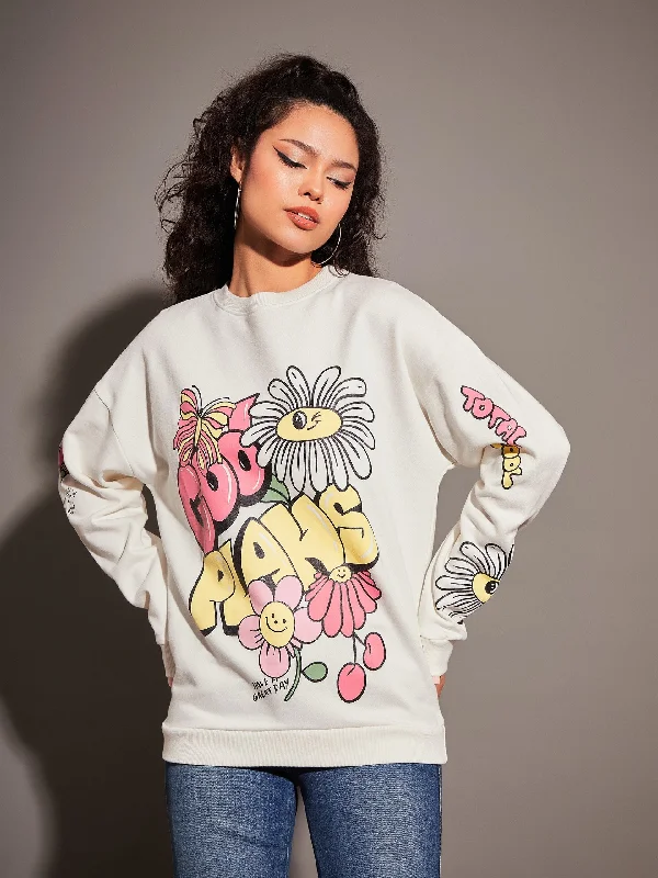 Price Cut performance gym sweatshirtWomen Off-White COOL PLANS Oversized Sweatshirt Price Cut performance gym sweatshirtWomen Off-White COOL PLANS Oversized Sweatshirt