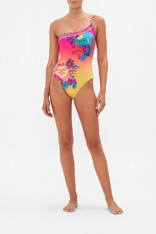 Clearance Sale ONE SHOULDER ONE PIECE WITH CHAIN FLIGHT OF THE FLAMINGO