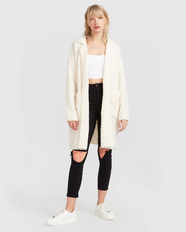 Now or Never fashionable outerwearDays Go By Sustainable Blazer Cardigan - Cream