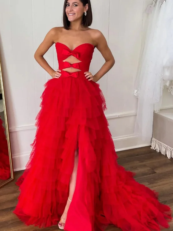 Reduced Prices elegant shift dresselegant shift dressStrapless Red Ruffle Tulle Long Prom Dresses with High Slit, Long Red Formal Graduation Evening Dresses with Train SP2921 Reduced Prices elegant shift dresselegant shift dressStrapless Red Ruffle Tulle Long Prom Dresses with High Slit, Long Red Formal Graduation Evening Dresses with Train SP2921