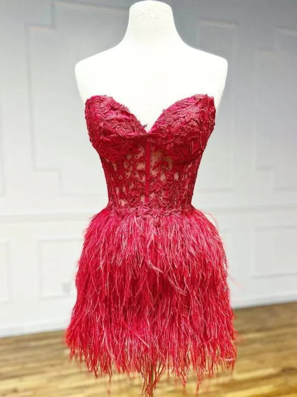 Savings Alert off-shoulder dressoff-shoulder dressStrapless Beaded Burgundy/Pink/Black Lace Feather Short Prom Dresses, Burgundy/Pink/Black Lace Homecoming Dresses, Burgundy/Pink/Black Formal Graduation Evening Dresses SP2782 Savings Alert off-shoulder dressoff-shoulder dressStrapless Beaded Burgundy/Pink/Black Lace Feather Short Prom Dresses, Burgundy/Pink/Black Lace Homecoming Dresses, Burgundy/Pink/Black Formal Graduation Evening Dresses SP2782