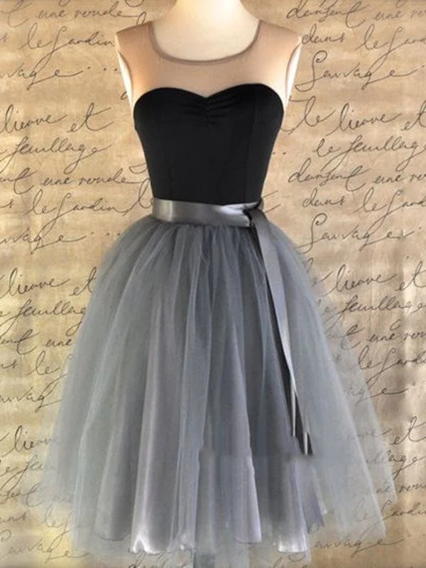 Discount Mania evening dressevening dressRound Neck Sleeveless Short Prom Dresses, Short Graduation Dresses, Homecoming Dresses