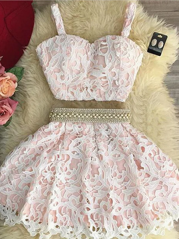 Super Deal trendy wrap dresstrendy wrap dressSweetheart Neck Two Pieces Lace Pink Homecoming Dresses Short Prom Dresses, 2 Piece Pink Formal Dresses, Pink Lace Graduation Dresses, Evening Dresses