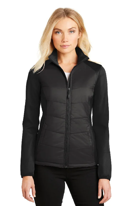 Take Advantage chic outerwearPort Authority Womens Hybrid Wind & Water Resistant Full Zip Jacket - Deep Black