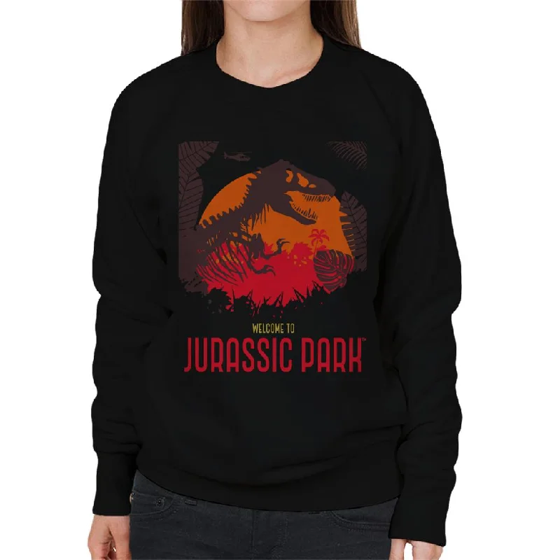 Bonus Savings cool activewear hoodieJurassic Park Welcome To Jurassic Park T Rex Silhouette Women's Sweatshirt Bonus Savings cool activewear hoodieJurassic Park Welcome To Jurassic Park T Rex Silhouette Women's Sweatshirt