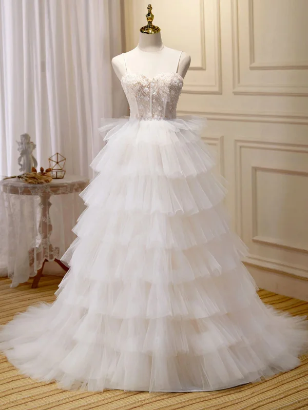Can't Miss flowy dressflowy dressSweetheart Neck White Lace Floral Long Prom Dresses, White Lace Formal Dresses, White Evening Dresses SP2565