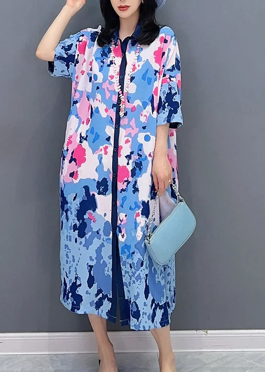 Limited Time Offer classic fit-and-flare dressclassic fit-and-flare dressBlue Peter Pan Collar Maxi Shirts Dresses Short Sleeve