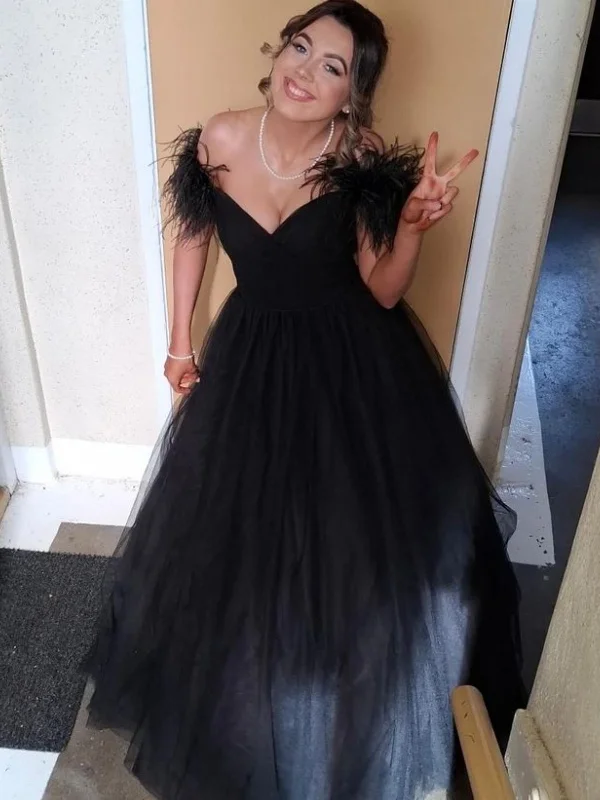 Overstock sophisticated dresssophisticated dressA Line V Neck Black Tulle Long Prom Dresses with Feathers, Long Black Formal Graduation Evening Dresses SP3029 Overstock sophisticated dresssophisticated dressA Line V Neck Black Tulle Long Prom Dresses with Feathers, Long Black Formal Graduation Evening Dresses SP3029