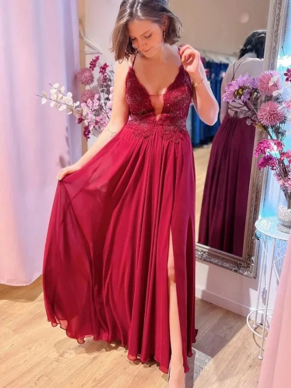 Blowout Sale bohemian dressbohemian dressBackless A Line V Neck Burgundy Lace Long Prom Dresses with Side Split, Burgundy Lace Formal Dresses, Wine Red Evening Dresses SP2938 Blowout Sale bohemian dressbohemian dressBackless A Line V Neck Burgundy Lace Long Prom Dresses with Side Split, Burgundy Lace Formal Dresses, Wine Red Evening Dresses SP2938