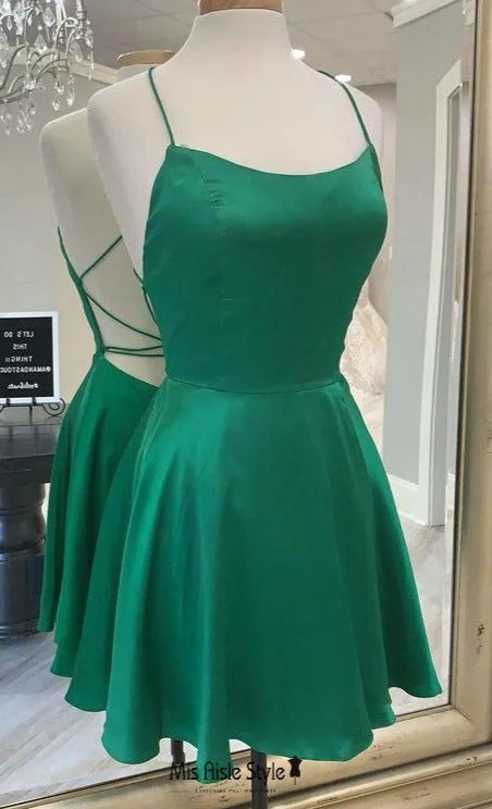 Don't Miss printed dressprinted dressShort Square Neckline Green Homecoming Dress